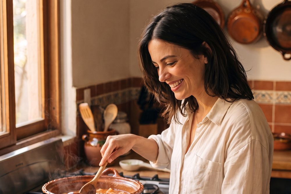 Rosa cocinando